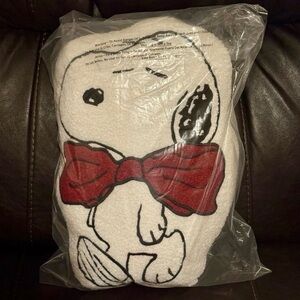 White Snoopy Plush with Red Bow
